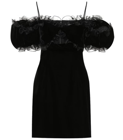 Givenchy - Off-the-shoulder velvet minidress | Mytheresa