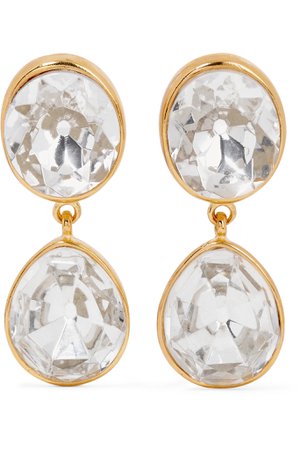 Gold Gold-plated crystal clip earrings | Kenneth Jay Lane | NET-A-PORTER