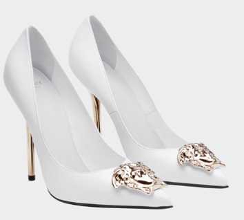 white Versace heels