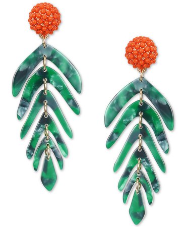INC International Concepts Gold-Tone Beaded Cluster & Shaky Palm Leaf Statement Earrings, Created for Macy's & Reviews - Earrings - Jewelry & Watches - Macy's