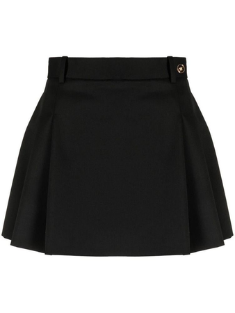 Versace black low rise plated mini skirt