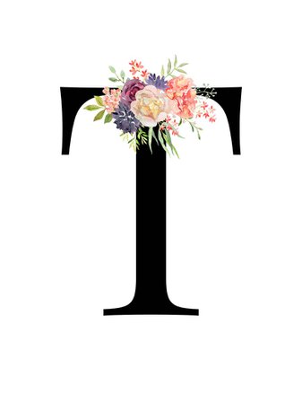 Letter T Floral Alphabet instant digital download | Etsy