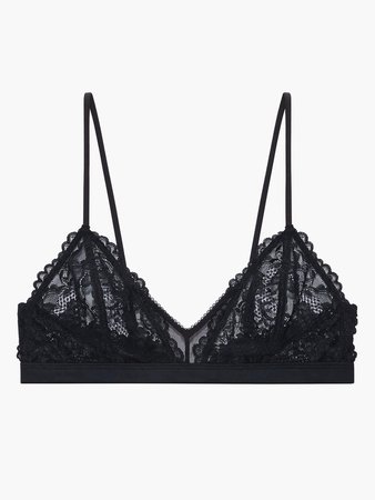 Floral Lace And Mesh Bralette in Black | SAVAGE X FENTY