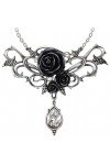 Rose Snake Black Rose Gothic Jewelry in Pewter Includes Chain