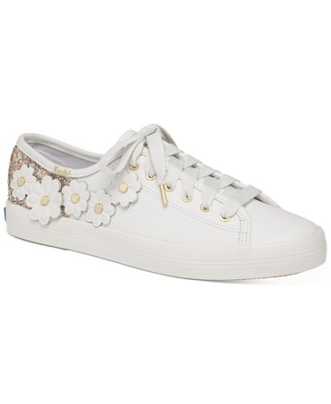 kate spade new york Kickstart Glitter Floral Sneakers & Reviews - Athletic Shoes & Sneakers - Shoes - Macy's white