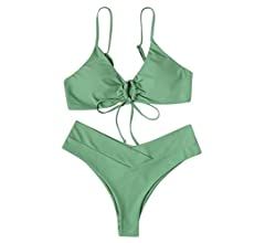 Amazon.com: SOLY HUX Women's Floral Print Spaghetti Strap Bikini Bathing Suit 2 Piece Swimsuits Green Blue Pink M : Clothing, Shoes & Jewelry