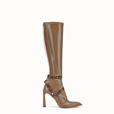 Glossy beige neoprene boots - BOOTS | Fendi