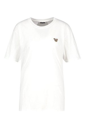 Disney Leopard Mickey Slogan T-shirt | Boohoo white
