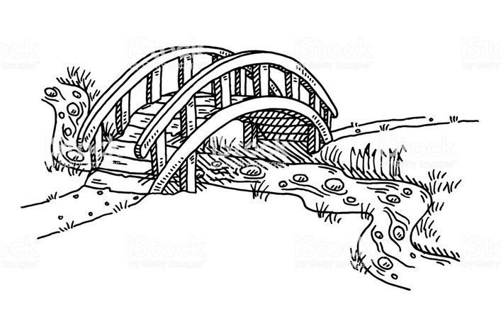 Bridge Over Creek Drawing Stock Illustration - Download Image Now - iStock