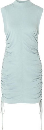 alexanderwang.t - Ruched Cotton-jersey Mini Dress - Sky blue