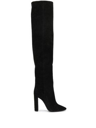 Saint Laurent Suede High-Heel Boots 6211200LI00 Black | Farfetch