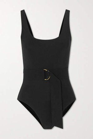 Angelina Belted Underwired Swimsuit - Black