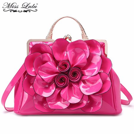 Miss-Lulu-Women-Designer-Floral-Handbag-Big-Flower-Female-Patent-Leather-Shoulder-Bag-High-Quality-Hot-Pink-Ladies-Tote-LG1754-MPAN78311-gzb0.jpg (640×640)