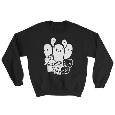 Ghosts Pumpkins & Tombstones Sweatshirt Halloween Creepy | Etsy