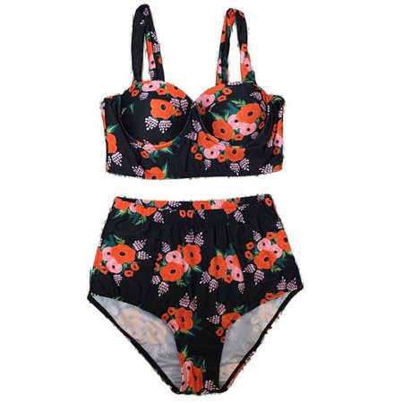 Wodstyle - Womens Floral Bikini Set Swimsuit High Waist Bathing Suit Swimwear Beachwear - Walmart.com - Walmart.com