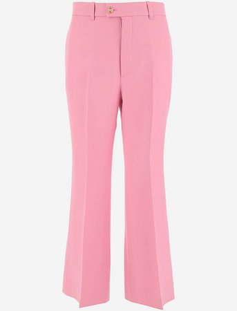 Pink Wool and Silk Women's Flared Pants Gucci