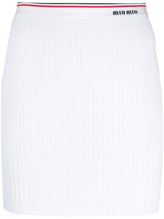 Miu Miu logo-waistband ribbed-knit Skirt - Farfetch