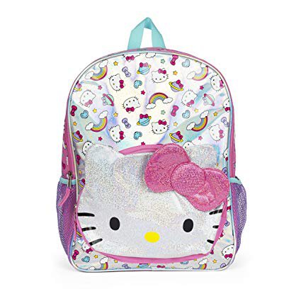 Amazon.com | Hello Kitty Rainbow Glitter Pink Bow Pocket Backpack for Girls | Kids' Backpacks
