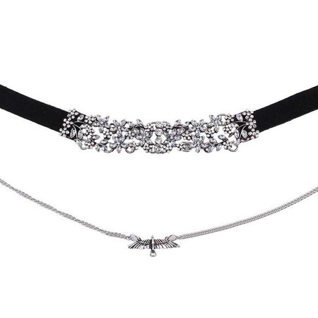 KENSINGTON SILVER & BLACK CHOKER NECKLACE SET – AURA | Statement Necklaces | Online Fashion Jewellery