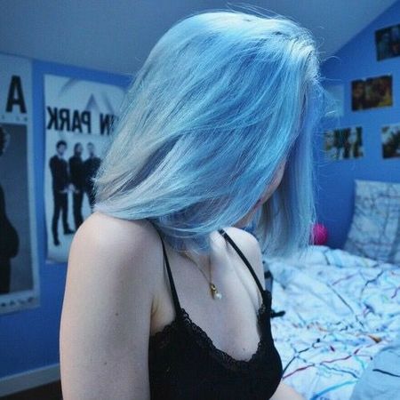 Shoulder Length Light Blue Hair