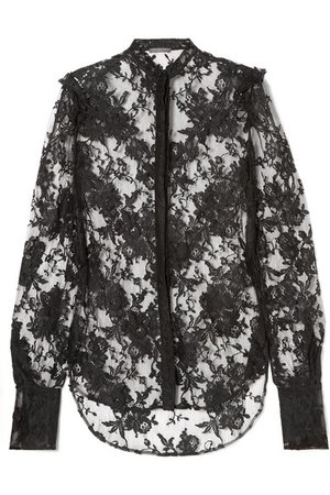Alexander McQueen | Ruffled cotton-blend lace blouse | NET-A-PORTER.COM