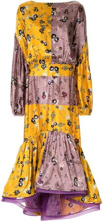 Dalit floral patchwork midi dress