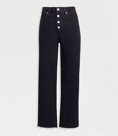 Petite High Rise Wide Leg Crop Jeans in Washed Black Wash