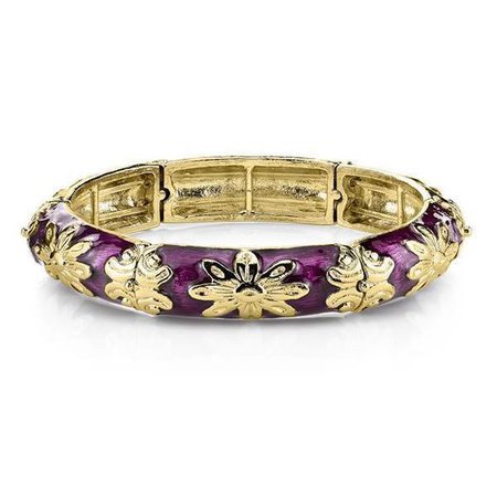 Gold-Tone Purple Enamel Stretch Bracelet