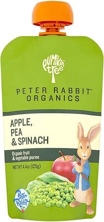 Amazon.com: Peter Rabbit Organics, Pea, Spinach and Apple Puree, 4.4-Ounce Pouches (Pack of 10) : Baby