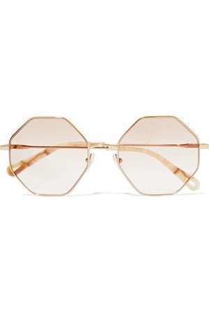 Chloé | Octagon-frame gold-tone and tortoiseshell acetate optical glasses | NET-A-PORTER.COM