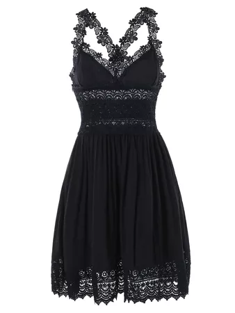 2018 Lace Trim Backless Summer Dress BLACK XL In Casual Dresses Online Store. Best Bandage Dress For Sale | DressLily.com