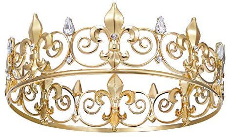Amazon.com: SWEETV Royal King Crown for Men - Metal Prince Crowns and Tiaras, Full Round Birthday Party Hats, Medieval Costume Accessories for Prom Wedding Halloween, Gold : Clothing, Shoes & Jewelry