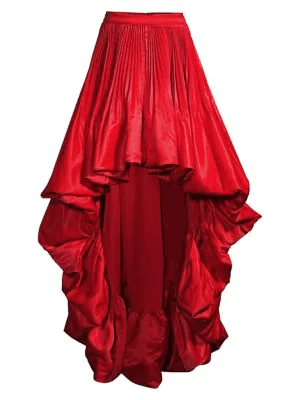 SeekFab Shop Flor Et.Al Sabinas High-Low Pleated Skirt In Red