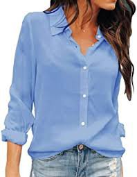 blue button down shirt women - Google Search