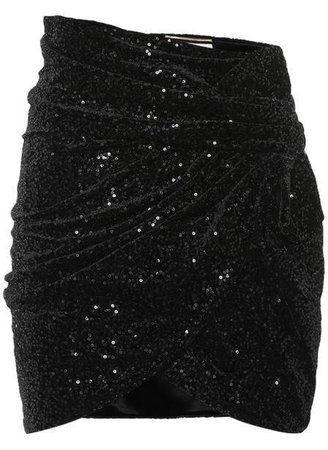 saint laurent black sequined velvet mini skirt