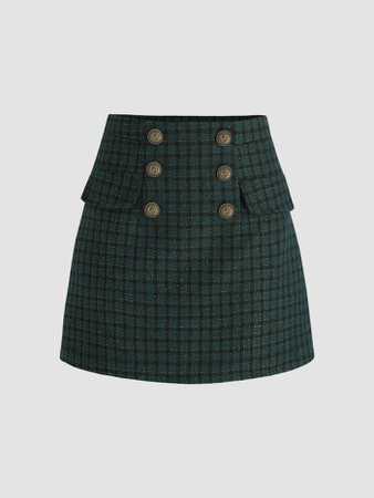 green tweed skirt