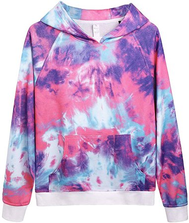 G4Free Womans Hoodies Tops Tie Dye Print Long Sleeve Pullover Sweatshirts with Pockets Tunic Top Casual Work Sports Wear (Yellow-Grey Tie Dye, XL) at Amazon Women’s Clothing store