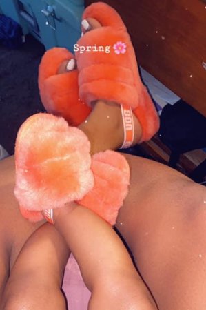 peach orange ugg fur slippers (adult and child)