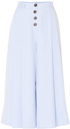 PAISIE - Culottes With Pleated Front & Button Details With Self Belt In Light Blue