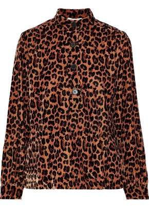 Gart Satin-trimmed Leopard-print Velvet Shirt