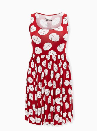 Torrid Plus Size - Disney Lilo & Stitch Tropical Leaf Red & White Skater Dress - Torrid