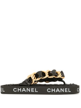 Shop black & gold Chanel Pre-Owned 1993 chain strap sandals with Express Delivery - Farfetch