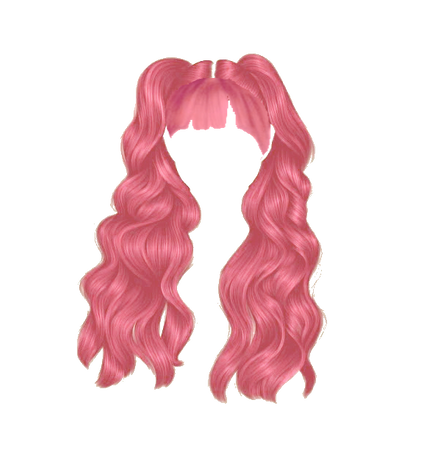 Pink Rose Wavy Pigtails Hair with Bangs (Dei5 edit)
