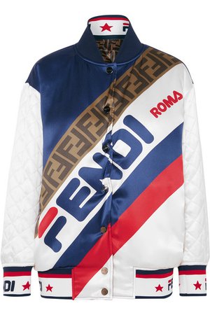 Fendi | Reversible quilted printed silk-satin bomber jacket | NET-A-PORTER.COM