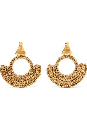 Lucy Folk | Memphis Milano gold-plated and Lurex earrings | NET-A-PORTER.COM