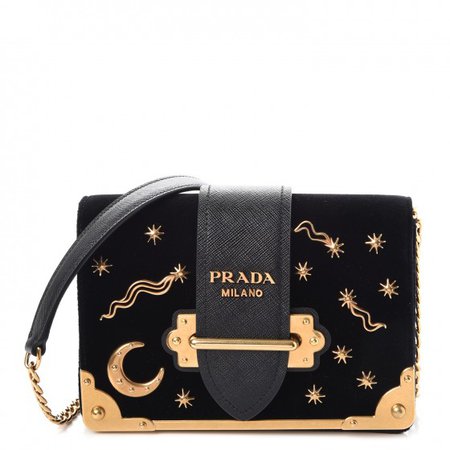 PRADA Velvet Cahier Astrology Bag Black 251221