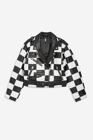 CHECKERED LEATHER JACKET