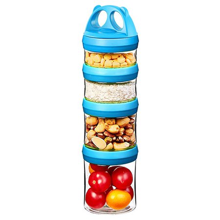 SELEWARE Tritan Portable and Stackable 4-Piece Twist Lock Panda Food Storage Container Jars Snack Container to Contain Formula, Snacks, Nuts, Drinks and More, BPA and Phthalate Free, 31oz Orange: Amazon.ca: Home & Kitchen
