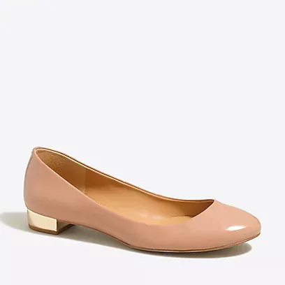 lily metallic-heel patent ballet flats - bronzed clay