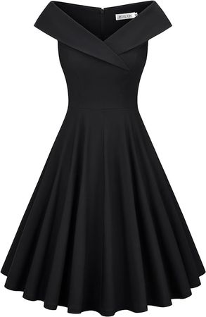Amazon.com: MUXXN Women's Retro Midi Sleeveless Knee-Length Vintage Cocktail Rockabilly Tea Party Dresses Black XXL : Clothing, Shoes & Jewelry